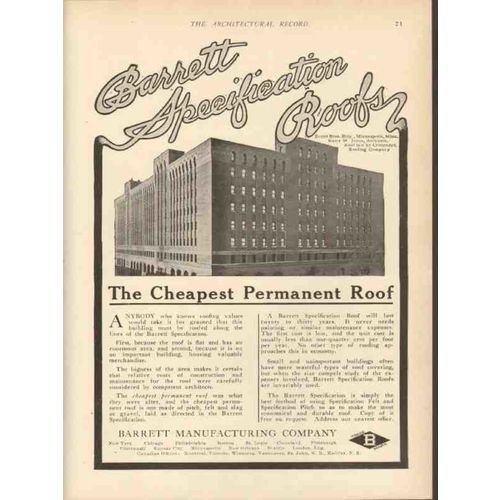 barrett mfg company 1912 butler bros bldg minneapolis roof vintage ad