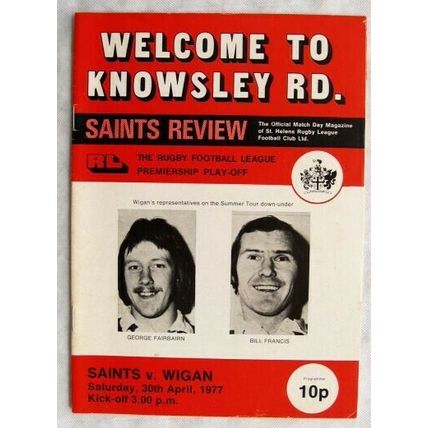 1977 programme St. Helens v. Wigan