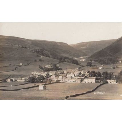 Muker Birds Eye Antique Yorkshire Dales Real Photo Old Postcard
