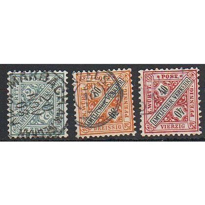 Mi: 214/16 used 1890 Wuerttemberg Cat £ 12