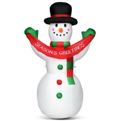 6 Feet Inflatable Christmas Snowman with LED Lights Blow Up Outdoor Yard Deco...
