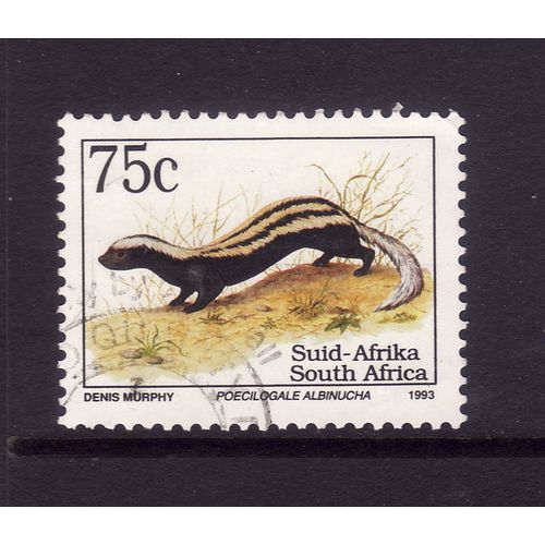 SOUTH AFRICA 1993 ENDANGERED FAUNA 75c AFRICAN STRIPED WEASEL SG 814 FINE USED