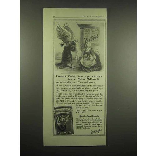 1917 Velvet Tobacco Ad - Father Time, Mother Nature