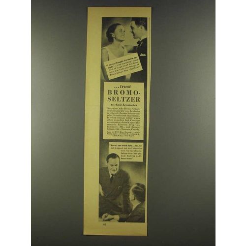 1935 Bromo-Seltzer Medicine Ad - I Never Thought