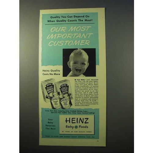 1951 Heinz Baby Food Ad - Our Most Important Customer