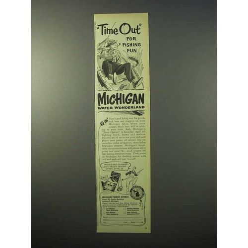 1951 Michigan Tourism Ad - Time Out for Fishing Fun