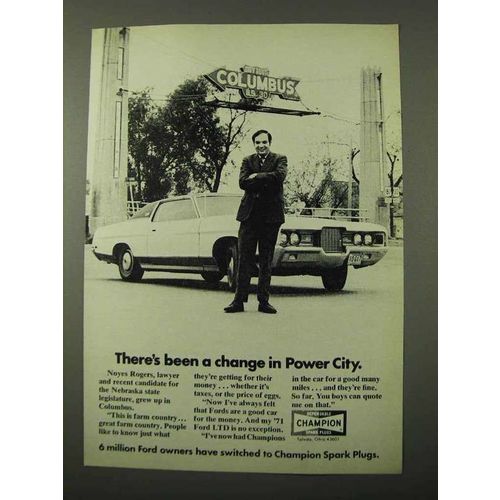 1972 Champion Spark Plugs Ad - Change in Power City