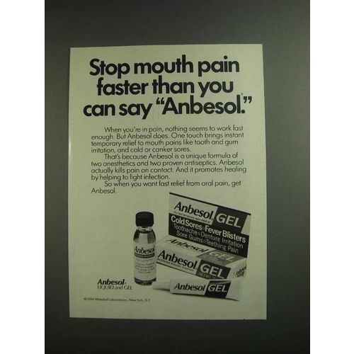 1984 Anbesol Liquid and Gel Ad - Stop Mouth Pain