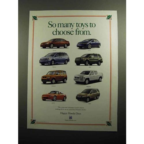 2005 Honda Car Ad - Accord, Civic, Pilot, S2000 & CR-V