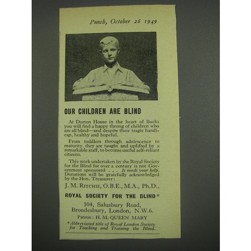 1949 Royal Society for the Blind Ad - Our children are blind