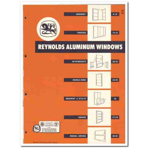 REYNOLDS METALS COMPANY 1954 casement Aluminum Windows vintage catalog
