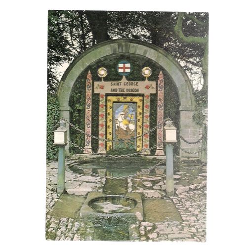 THE HALL WELL, TISSINGTON, DERBYSHIRE unused vintage postcard well dressing =