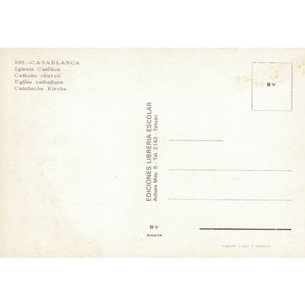 Casablanca Catholic Church Morocco Postcard unused VGC