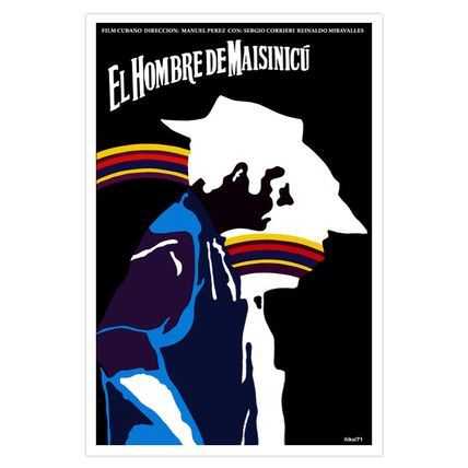 Cuban decor Wall Design movie Poster"Man from MAISINICU"Cuba rainbow art film