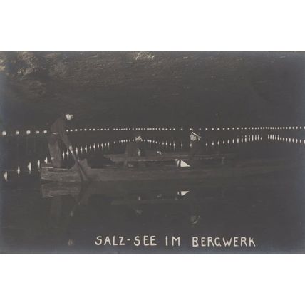 Man Boat Salz Im Berkwerk Austria At Night Antique Postcard