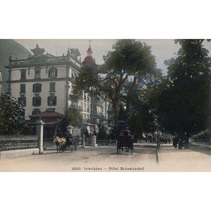 Schwiezerhof Hotel Suisse Interlaken Switzerland Antique Postcard