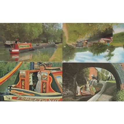 Oxford Canal Narrow Boat Cabin 4x Postcard s