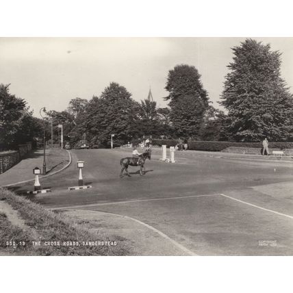 Sanderstead Crossroads Surrey Horse Crossing Road RPC Postcard