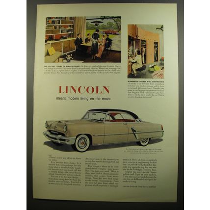 1952 Lincoln Cars Ad - Lincoln means modern living on the move