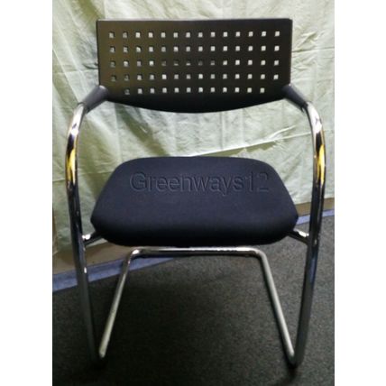 Vitra 41620100 Black Plastic Back Chrome Legs Black Fabric Seat Cantilever Chair