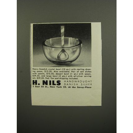 1953 H. Nils Crystal Bowl Advertisement