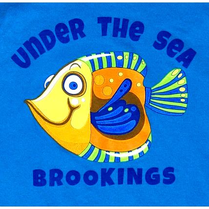 Under The Sea Brookings OR. Souvenir T-Shirt Boy's Small Blue Colorful Fish