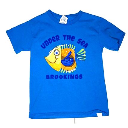 Under The Sea Brookings OR. Souvenir T-Shirt Boy's Small Blue Colorful Fish