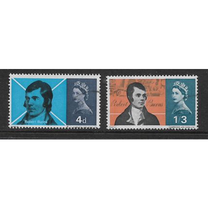 GREAT BRITAIN 1966 ROBERT BURNS SG685 / 686 SET 2 VALS FINE USED#3
