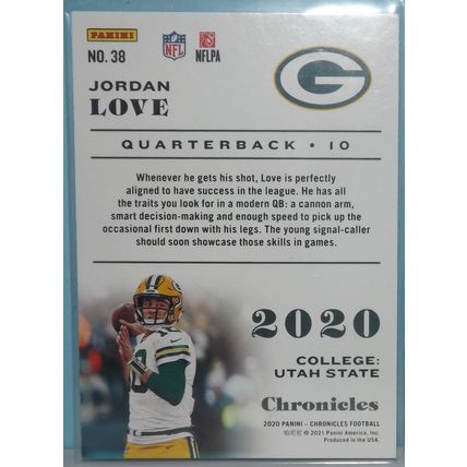 2020 Panini Chronicles JORDAN LOVE (Packers) Rookie Card #38