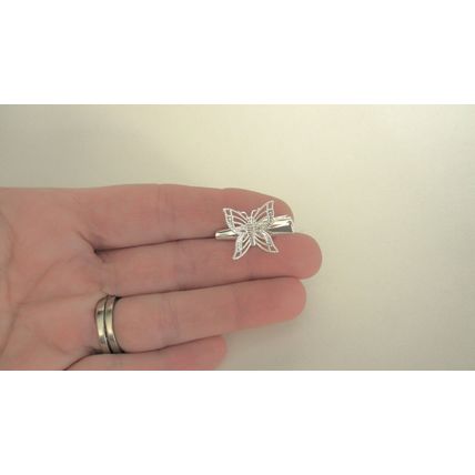 2 extra small silver butterfly metal alligator hair clip for fine thin hair