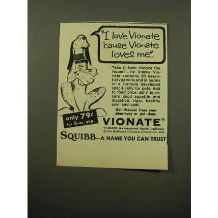 1959 Squibb Vionate Ad - I love Vionate 'cause Vionate loves me