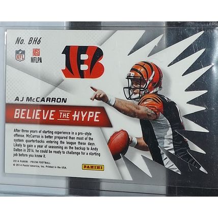 2014 Panini Prizm AJ MCCARRON (Bengals) Believe The Hype Rookie Card #BH6
