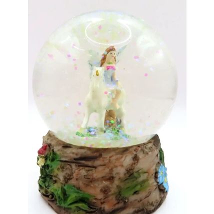 Blue Fairy & Unicorn Snowglobe Ornament Figurine 8 CM Gift Home Decor Mythical