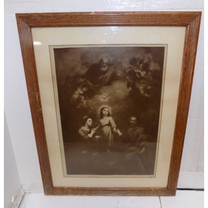 Vintage The Holy Family Print Jesus Mary Joseph Print Framed