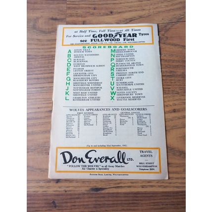 1962/63 Wolves vs Liverpool - Division 1, 29/9/1962 ** FREE P&P **