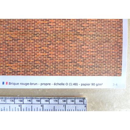 Papier brique rouge/brun pour O gauge - échelle 1:48-feuille A4 (297 x 210 mm)