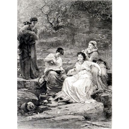 NAUSICAA AND HER MAIDENS 1886 George Dunlop Leslie - Charles Murray ETCHING