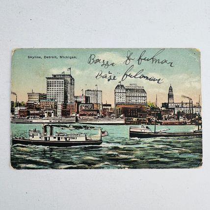 Detroit Michigan Skyline Postcard 1916
