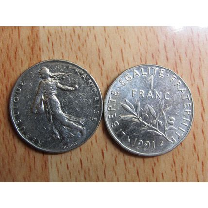 France Republic 1991 1 Franc Coin