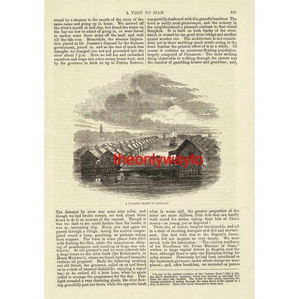 Floating Street In Banglum (Bangkok), Siam (Thailand), Book Illustration, 1875