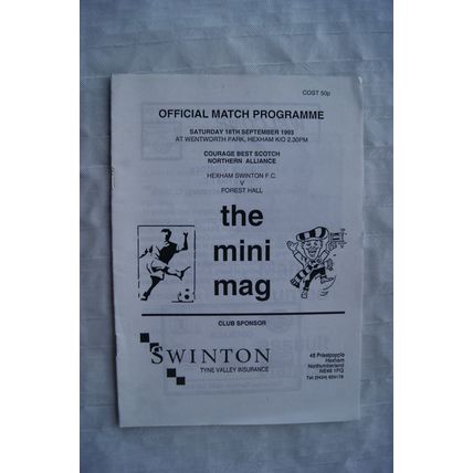 1994 programme Hexham Swinton v. Forest Hall