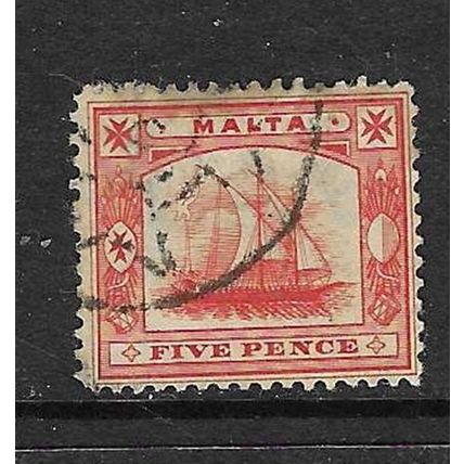 MALTA 1904-14 5d GALLEY SHIP USED SG59