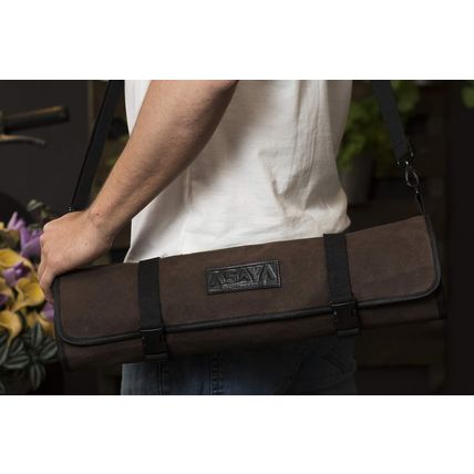 Asaya Canvas Chef Knife Roll Bag - 10 Knife Slots and a Large Zipper Pocket - Du
