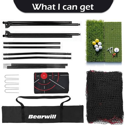 Golf Net, 10X7Ft Heavy Duty Golf Practice Nets with Mat, Target Cloth, 8 Tees, 6