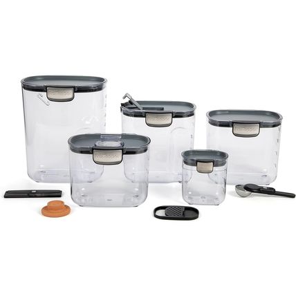 Prokeeper+ 9-Piece Airtight Food Storage Container Set – Clear Plastic Flour and