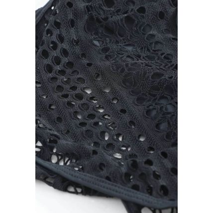 Black Hollow Out Lace Overlay Swim Short Bottom