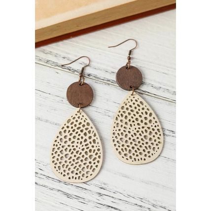Apricot Colorblock Cut-Out Water Drop Hook Earrings