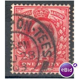 GB stamps 1902-10 KEV11 - 1d SG219 Stockton On Tees 32