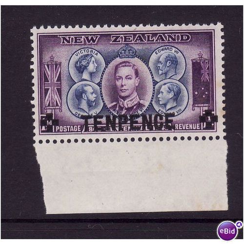 NEW ZEALAND 1944 TENPENCE SURCHARGE OPT SG 662 U/M MINT