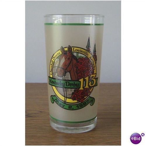 GLASS - OFFICIAL KENTUCKY DERBY GLASS 1987 BY STEVENS